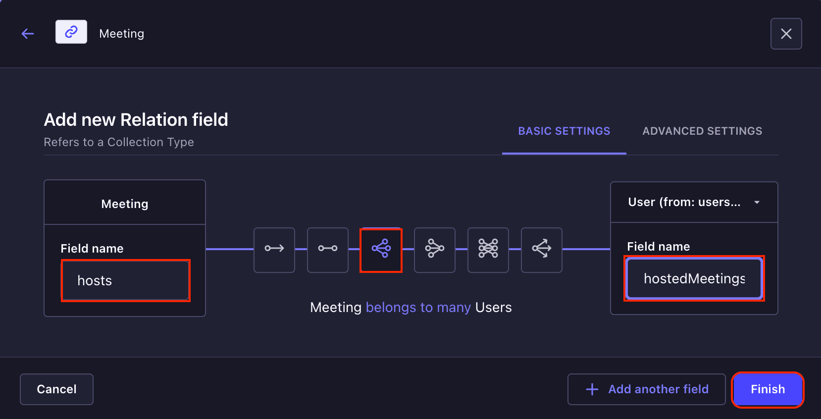 Adding the host relation field.png