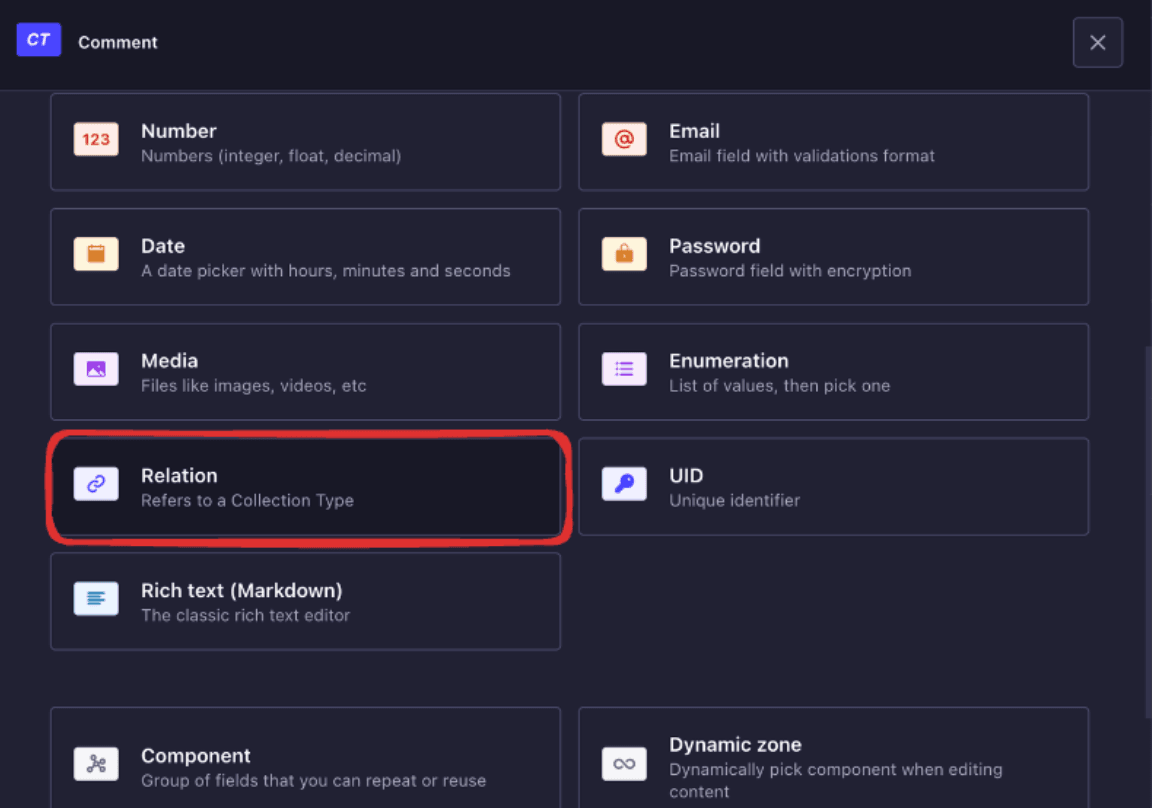 Create Comment and User relationship.png