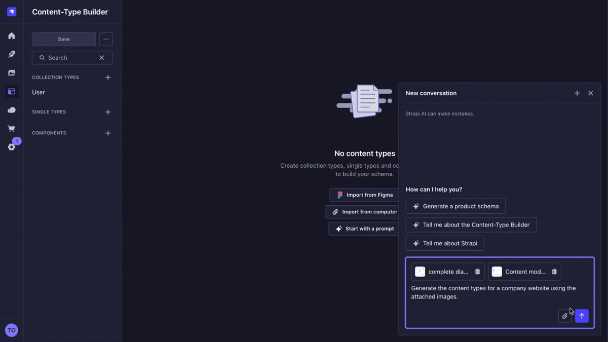 Strapi AI generates content model